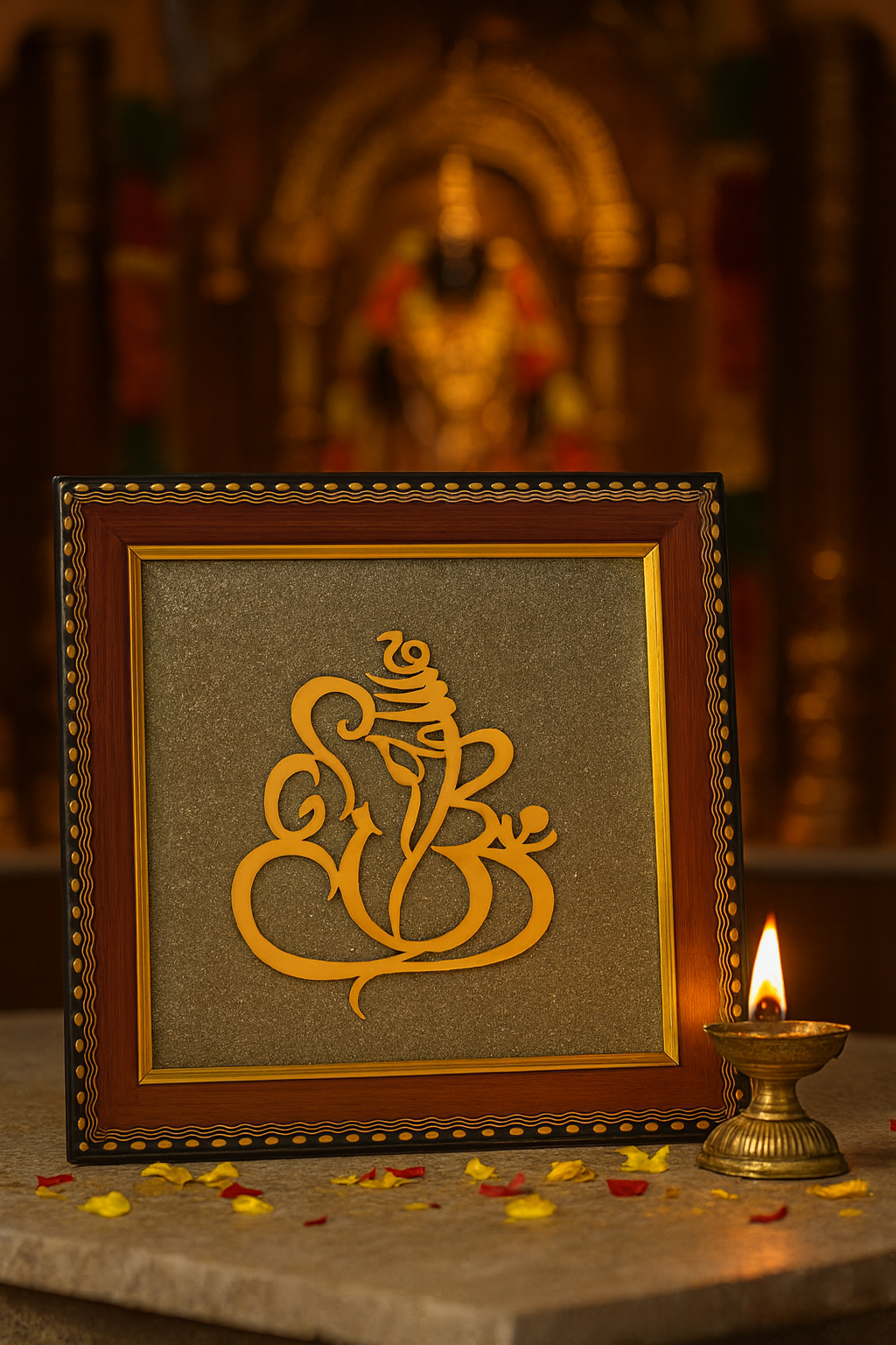 Lord Ganesha On Pyrite Frame